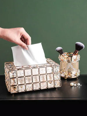 Makeup Brushes Holder Pot Organiser Golden Crystal Bling Cosmetic Brush Pen Pencil Holder Candle Holder Storage Box Container