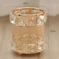 Makeup Brushes Holder Pot Organiser Golden Crystal Bling Cosmetic Brush Pen Pencil Holder Candle Holder Storage Box Container